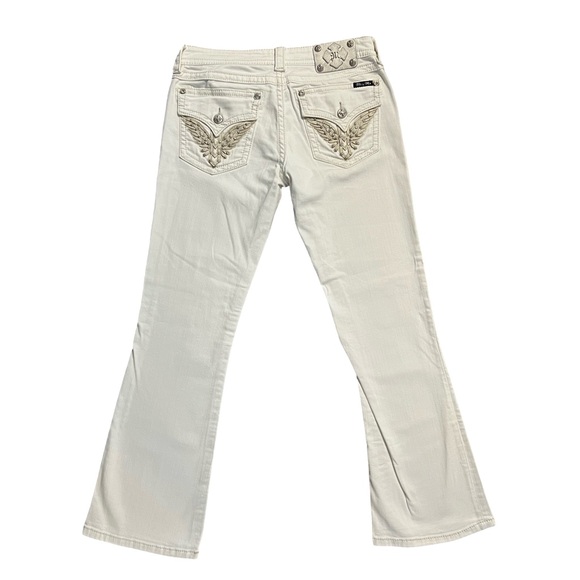 Miss Me Jeans Womens 31 White Boot Bootcut Flap Pocket Low Rise Denim - Picture 3 of 7